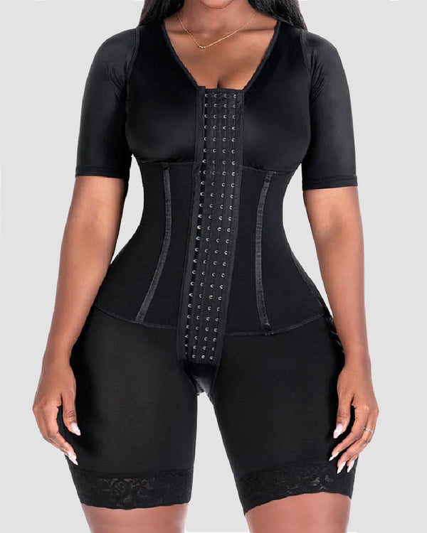 Precise Mid Thigh With Attached Bra & Arms High Compression Tummy Control Full Bodysuit Girdle Shapewear