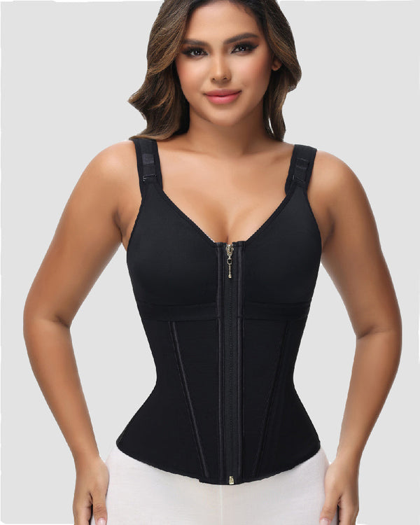 Sorelyne® Women's Boned Latex Zipper Corset Tummy Control Body Shaper Vest With Bra