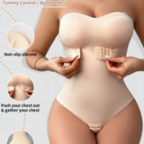 Women's Strapless Tummy Control One Piece Seamless Thong Shapewear Bodysuits