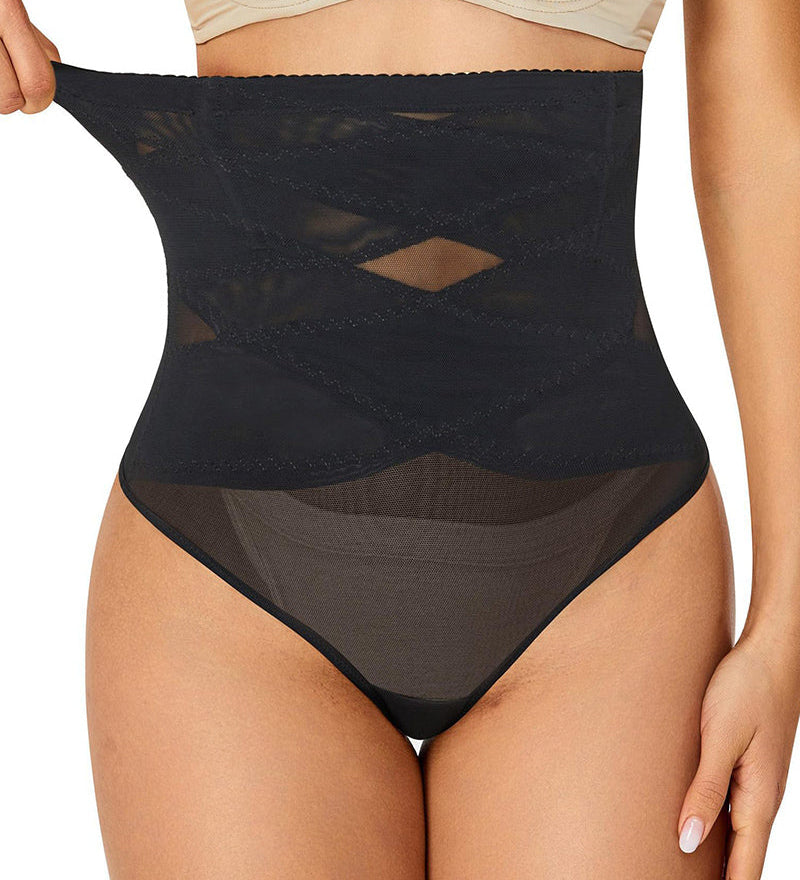 Cross High Waist Shaping Briefs Mesh Firm Control Stomach Panty