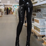 Sorelyne® High Waist Shiny Leather Leggings with Zipper for Curvy Women