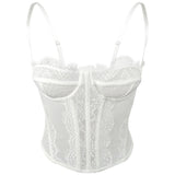 Women's Lace See-through Push Up Corset Bustiers Tops Boned Suspender Sexy Crop Tops