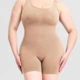 Women's Tummy Control Mid-Thigh Seamless Outerwear Bodusuit Shapewear