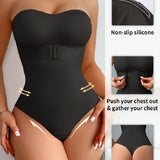 Women's Strapless Tummy Control One Piece Seamless Thong Shapewear Bodysuits