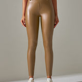 PU leather Pants High Waist Tight Sports Yoga Pants Slim