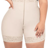 Sorelyne® High Waist Butt Lift Shaper Zipper Short With Lace Trim