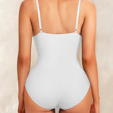 Deep V-Neck Smooth Tummy Control Bodysuits Shapewear with Built in Bra