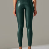 PU leather Pants High Waist Tight Sports Yoga Pants Slim
