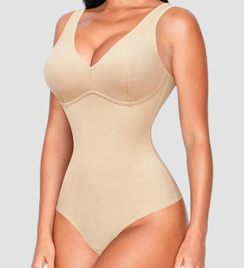 Tummy Control Slim Body Shaper Deep V-Neck Thong Bodysuits