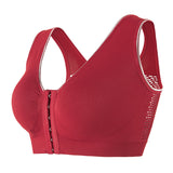Women's Plus Size Front Buckle Solid Hollow Breathable Wireless Sports Bra