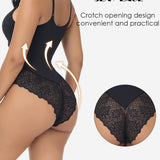Women's Lace Sheer Spaghetti Strap Cami Bodysuit Sleeveless One Piece Shapewear