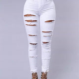 High-waist Stretch Ripped Skinny Jeans