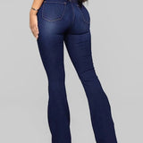 Fashion High Waist Hip Lift Slim Washed Flared Jeans