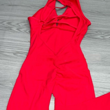 Women's Beautiful Back Sleeveless Elastic Tights Jumpsuit