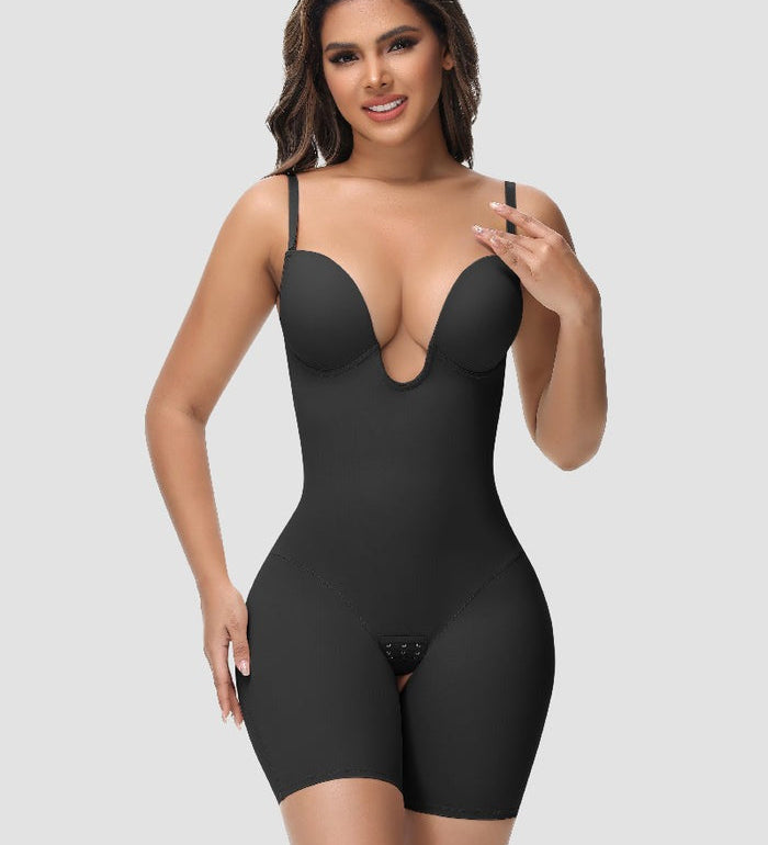Sorelyne® Women's U Plunge Strapless Tummy Control Bodysuit Low Back Built In Bra Shapewear