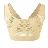 Women's Plus Size Front Buckle Solid Hollow Breathable Wireless Sports Bra