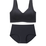 Women's Wirefree Underwear Set Seamless Ultra Comfort Daily Bras With High Waist Panties