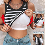 Round Neck Ribbed Tank Top Built In with Bra Padded