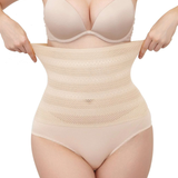 Women's High Waisted Chevron Print Shapewear Panty Tummy Control Mesh Briefs