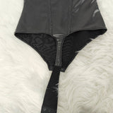 Sorelyne® Shapewear Leather Lace Balconette Thong Sculpting Bodysuit