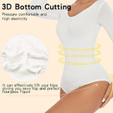 Seamless Crew Neck Long Sleeve Corset Bodysuit Tops Stretch Triangle Jumpsuit