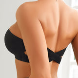 Comfy Push-Up Bandeau Bra Strapless Non-Slip Silicone Cross Side Buckle Bra