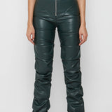 PU Leather Personalized Pleated Flared Pants