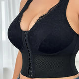 Lace Trim Front Hook-and-Eye Bustier Shaper Tank Top with Waist Control