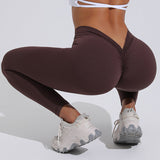 V-Back Scrunch Butt Lift Leggings High Waist Tummy Control Gym Yoga Pants