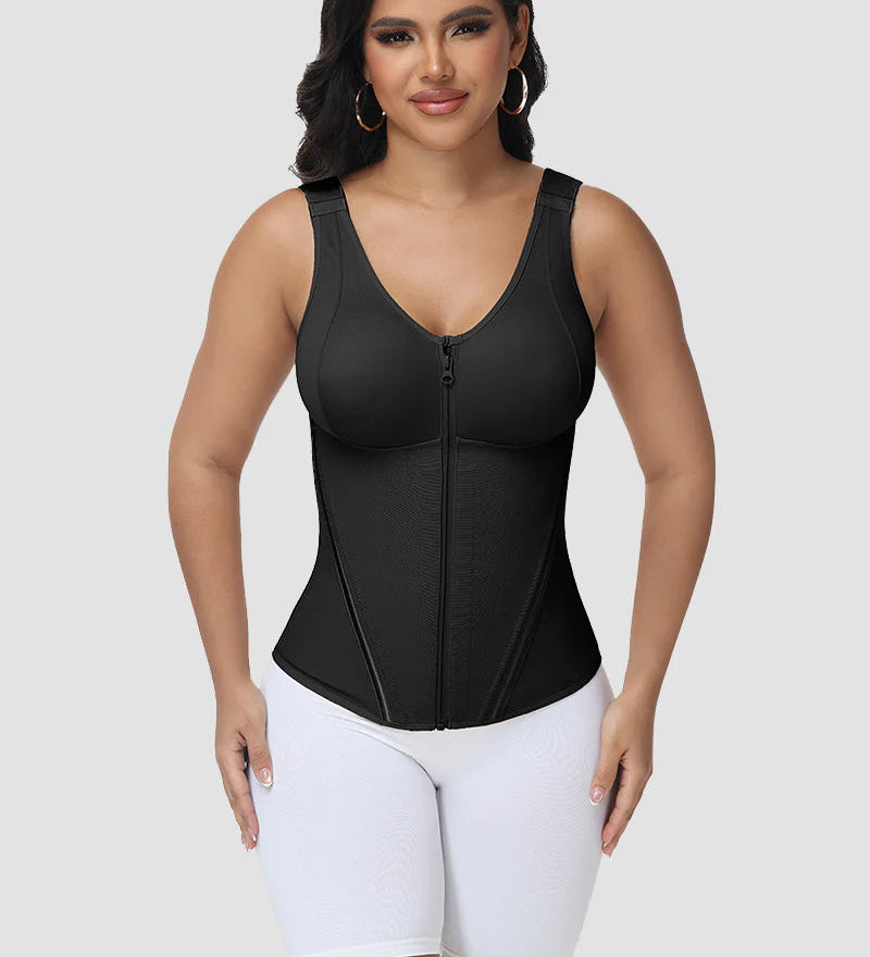 Sorelyne® Corset Vest with Padded Bra Front Zipper Waist Trainer