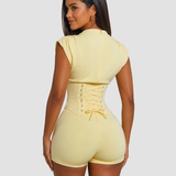 Detachable Corset Hourglass Waist Cincher Playsuit Two-Piece Set