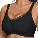 Mesh Patchwork V Neck Comfort Seamless Push up Shaping Bra