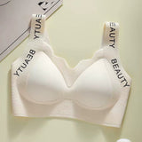 Thin Seamless Wireless Push-Up Fixed Cup Lettering Straps Bra