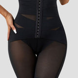 High Waist Stretchy Mesh Shaping Shorts with Adjustable Buckle