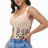 Women's Leopard Print Vest Tummy Control Waist Trainer With Bra