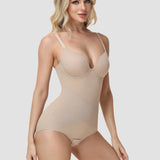 Adjustable Strap Cross Mesh Tummy Control Bodysuit Butt Lifting Shaper