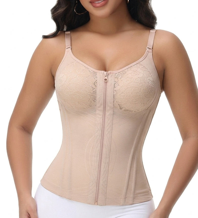 Sorelyne® Floral Lace Overbust Waist Trainer Top With Nipple Covers