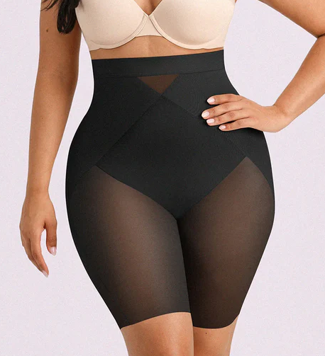 High Waist Mid-Thigh Breathable Mesh Butt Lifting Shorts