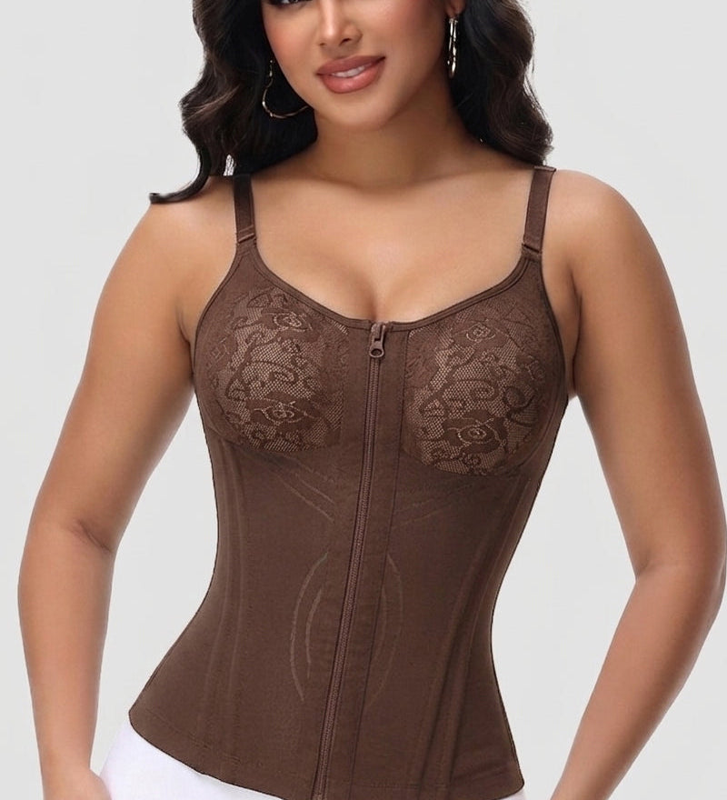 Sorelyne® Floral Lace Overbust Waist Trainer Top With Nipple Covers