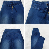 Curvy Stretch Washed Front Lace up Skinny Jeans for Women