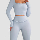 Ballet Ruffled Long Sleeve Sports Top