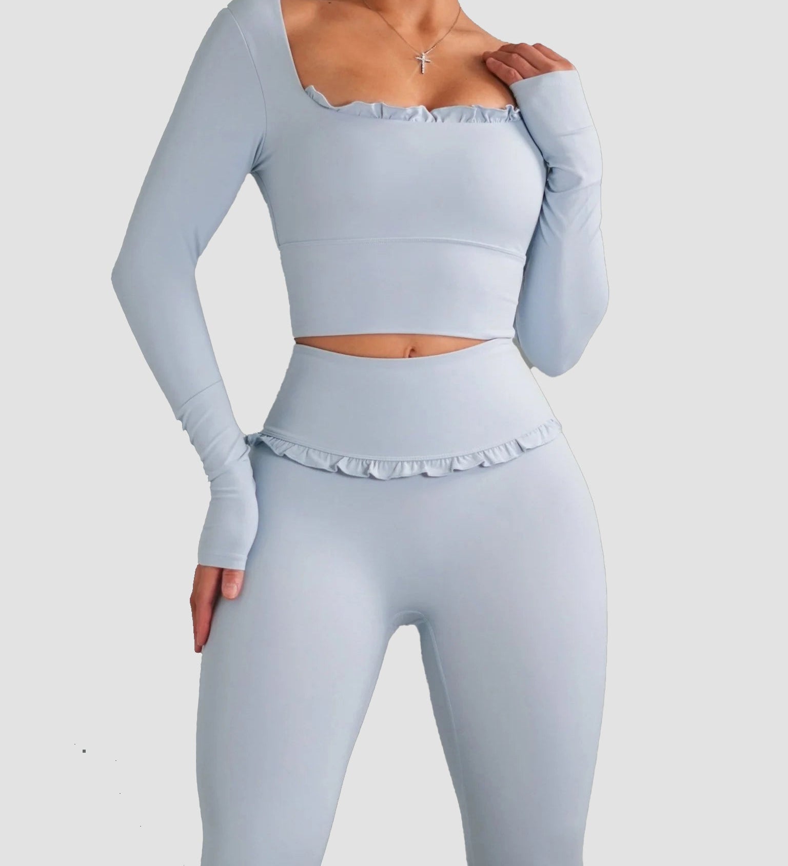 Ballet Ruffled Long Sleeve Sports Top