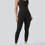 UltraSculpt™ V Neck Tummy Control Butt Lifting Workout Jumpsuit with Pockets