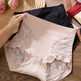 Sexy Lace Seamless Ice Silk High Waist Tummy Control Shaping Panties
