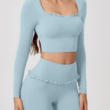 Ballet Ruffled Long Sleeve Sports Top