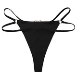 Women's Seamless Thong Low Waist Metal Ring Sexy Temptation Intimates T Pants