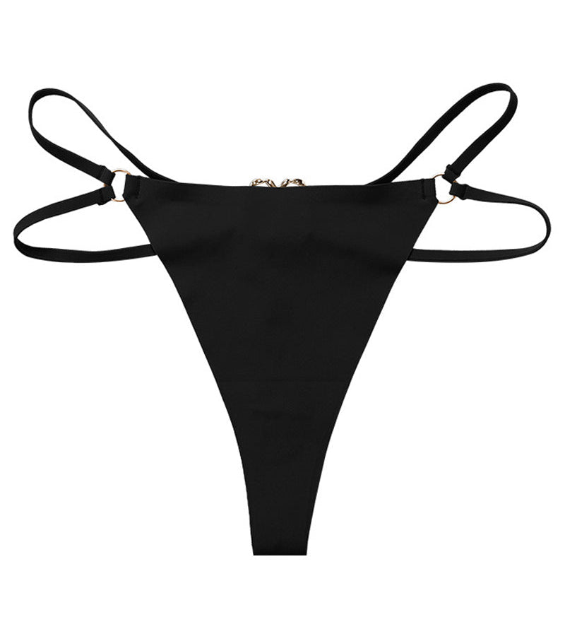 Women's Seamless Thong Low Waist Metal Ring Sexy Temptation Intimates T Pants