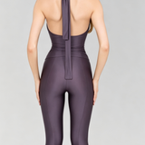 Halter Tie Wrap V Neck Top Capri Leggings Two Piece Workout Set