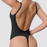 Seamless Deep Open Back  Adjustable Strap Tummy Control Thong Shapewear Bodysuit