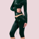 Zip Up Top Capri Pants Two Piece Sculpted Set